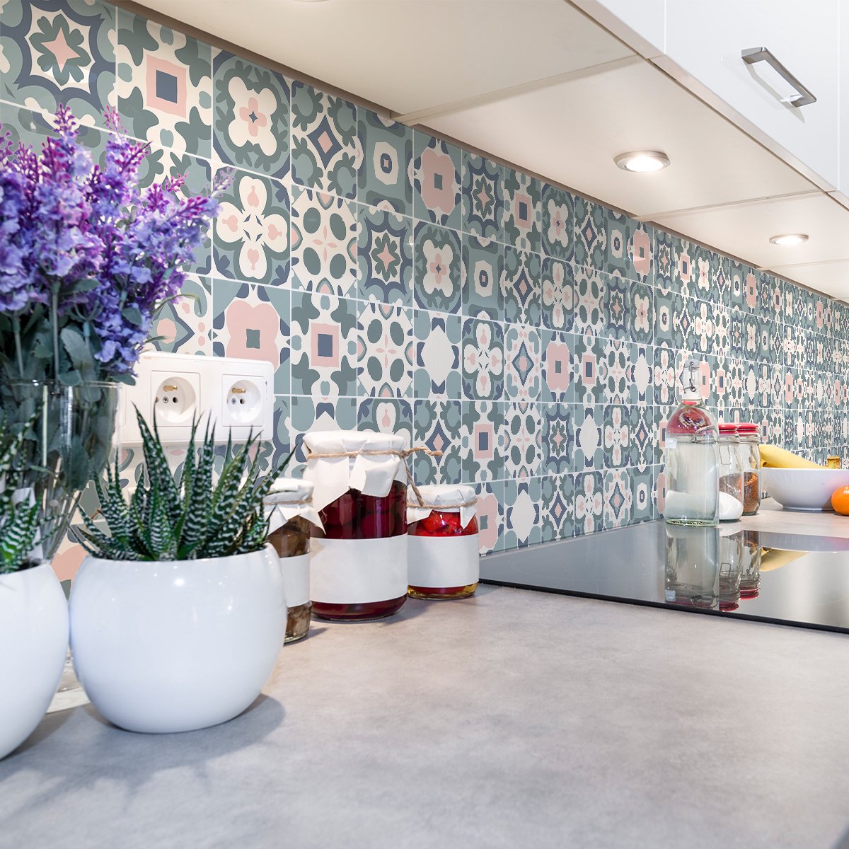 Ambiance Sticker Zelfklevende tegelmuurstickers voor keuken en badkamer - 30 Hernano Azulejos tegelstickers - 30 stickers 20x20cm Multi color