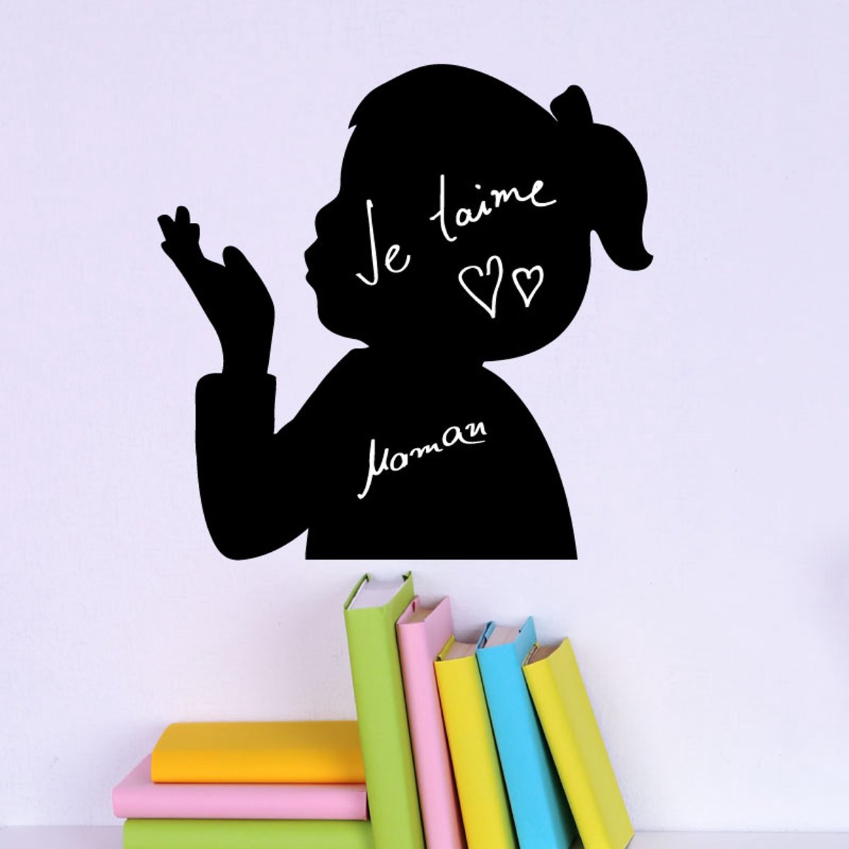 Ambiance Sticker Schoolbordsticker - uitwisbare zelfklevende muurstickers - Kusjes van de kleine - 30x30 cm Multi color