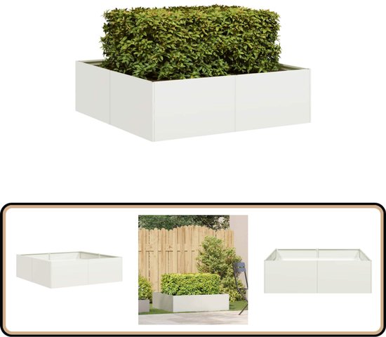vidaXL Plantenbak verhoogd 100x100x25 cm staal - Bloembakken en Plantenbakken