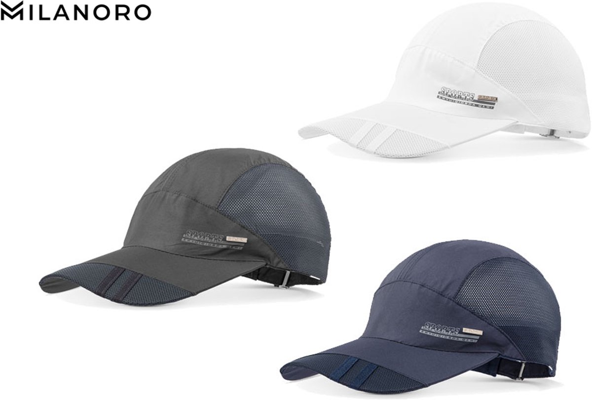 Milanoro - Sportieve luchtdoorlatende pet - Grijs - 2 stuks