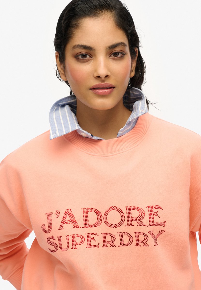 Superdry Luxe sportsweatshirt met ronde hals en losse pasvorm Dames Truien Roze