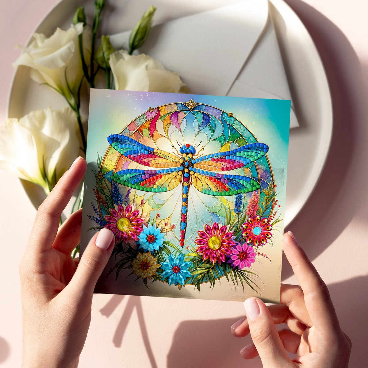 Adorzy Diamond Painting Kaarten – 12 Wenskaarten met envelop - Diamond Painting Volwassenen – Diamond Painting Volledig Pakket — afbeelding 10