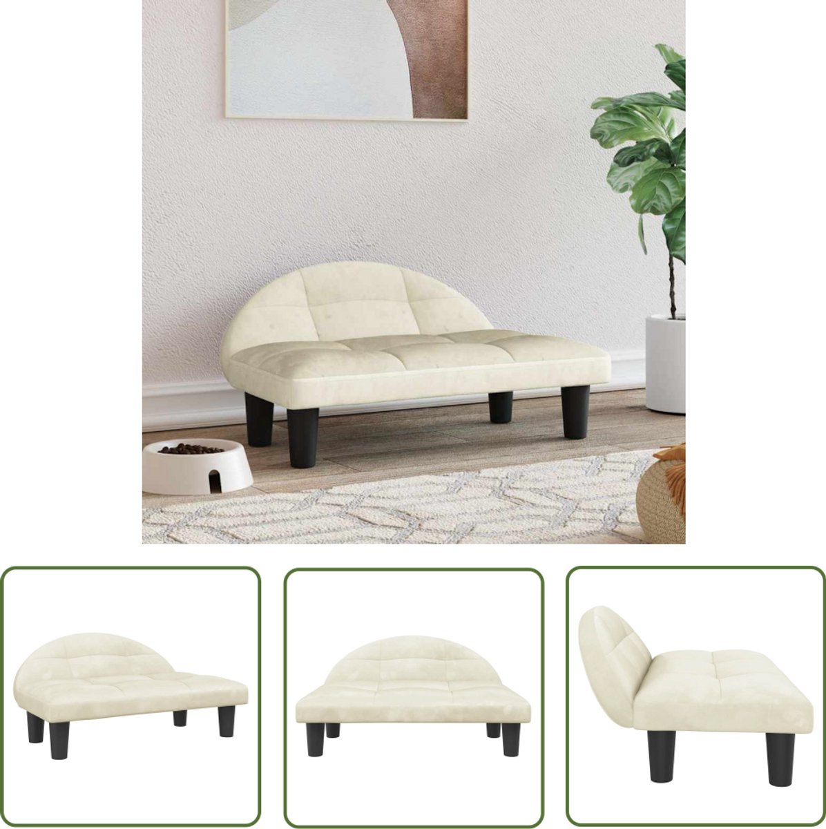 vidaXL Hondenbed – Hond Mand – Hondenmand 70x52x30 cm fluweel crèmekleurig – Fluweel Hondenkooi – Hondenkussen – Klein Hondentuin