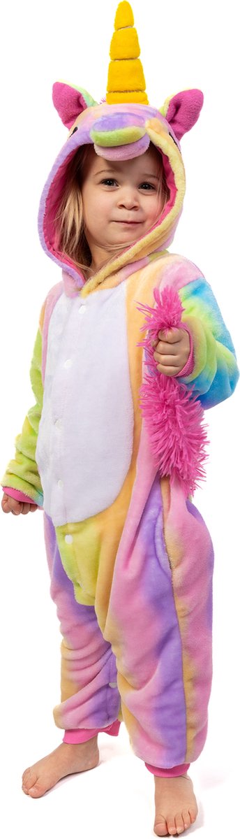 KIMU® Onesie Regenboog Eenhoorn Pak - Maat 128-134 - Eenhoornpak Unicorn Kostuum Kleuren - Unicornpak Kinderen Jumpsuit Pyjama Huispak Festival — afbeelding 5