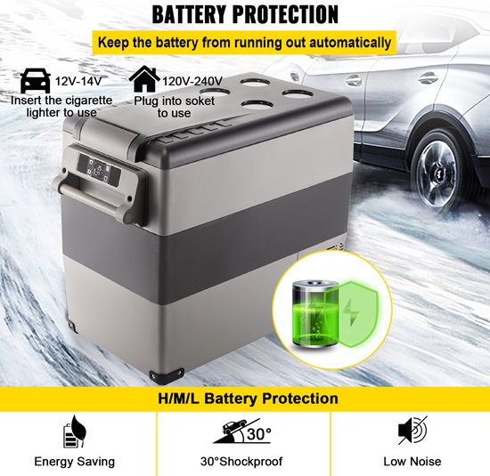 VEVOR Auto Koelkast Compressor, 220 V 45 W Auto Koelkast Mini, 55 L Mini Koelkast, Met Batterij Beschermingssysteem En 2 Stroomkabels, Veel Gebruikt Veel Plaatsen, Boot, Vrachtwagen, Auto Enzovoort van Vevor — afbeelding 5