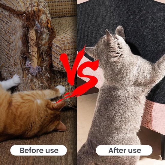 Tapis griffoir autocollant pour chats - anti-griffures - avec ciseaux et clous - pour la protection des canapés et meubles - 200 x 40 cm