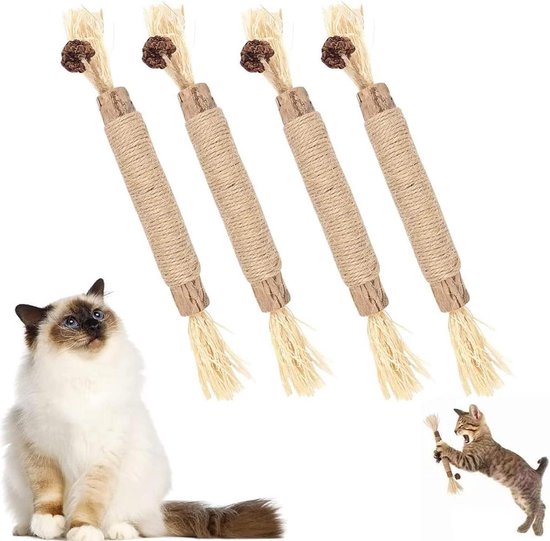 Wukemaoyi Kattenspeelgoedpakket – 3 Visjes Met Kattenkruid + 4 Matatabi-kauwstokjes Voor Tandverzorging En Speelplezier