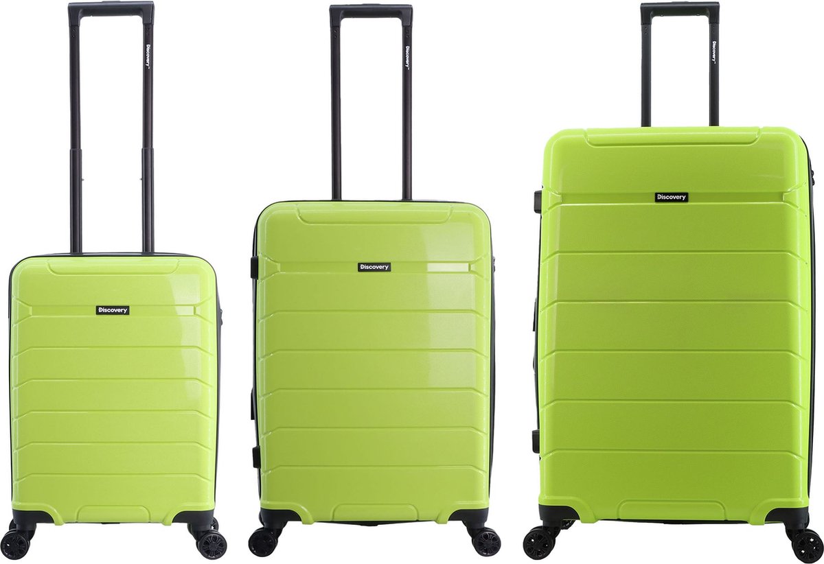 Discovery Skyward Harde Kofferset 3-Delig / Trolleyset / Reiskofferset - Lime - Lime / Set