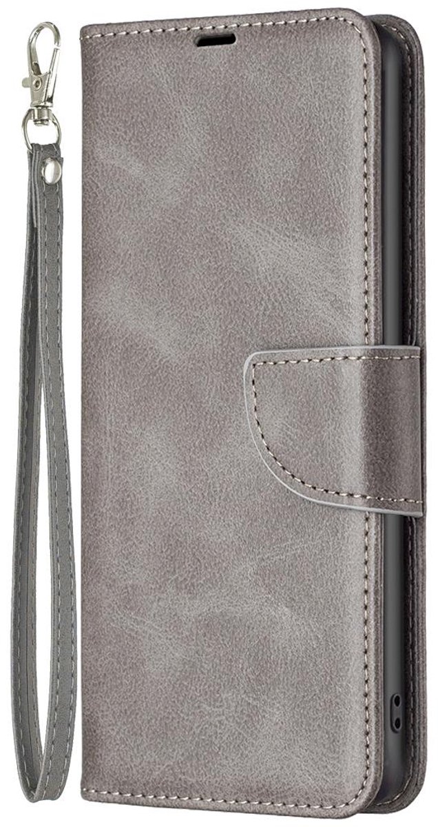 Mobigear Telefoonhoesje geschikt voor Motorola Moto G04 Hoesje | Mobigear Excellent Bookcase Portemonnee | Pasjeshouder voor 3 Pasjes | Telefoonhoesje voor Pinpas / OV Kaart / Rijbewijs - Grijs