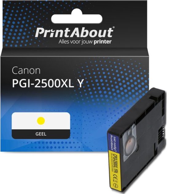 PrintAbout PGI-2500XL Y, Rendement élevé (XL), 23,5 ml, 1850 pages, Paquet unique