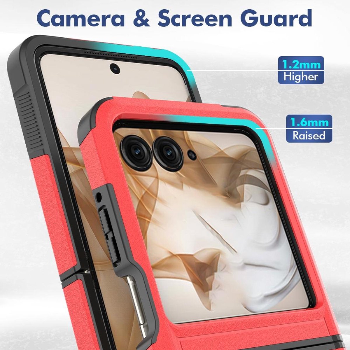 Mobigear Hoesje geschikt voor Motorola Razr 50 Telefoonhoesje Hardcase | Mobigear Heavy Armor Backcover Shockproof | Schokbestendig Razr 50 Telefoonhoesje | Anti Shock Proof - Rood