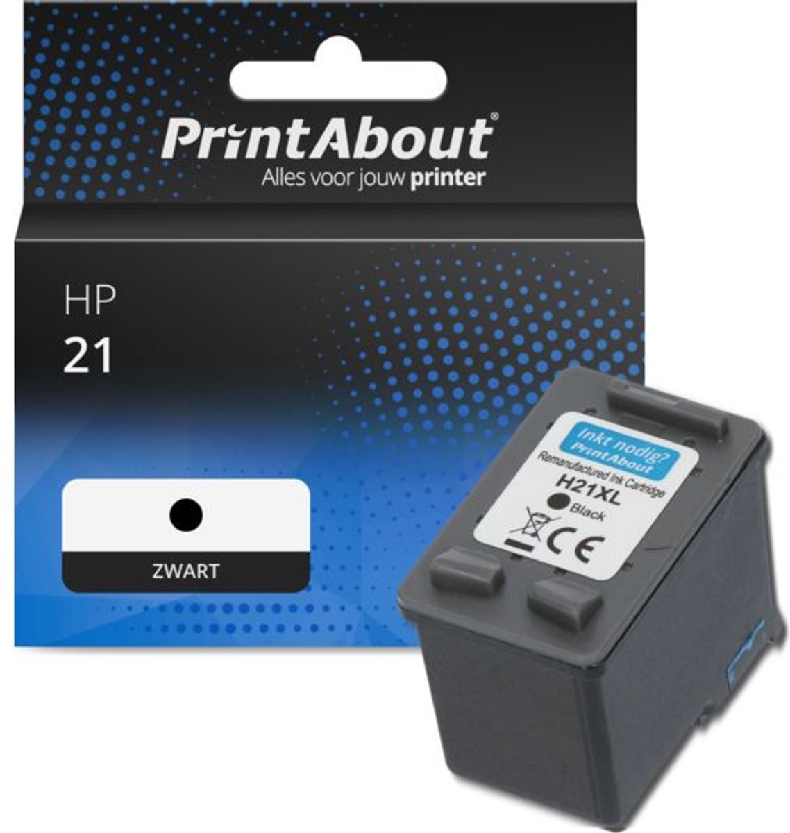 PrintAbout huismerk Inktcartridge 21 (C9351AE) Zwart geschikt voor HP