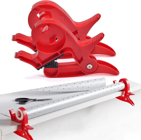 Euyehn Inpakpapier Cutter Set – Tafelblad Klemmen Met Geïntegreerde Tapedispenser – Past Op Alle Rolformaten – Voor Efficiënt En Gemakkelijk Cadeau Inpakken