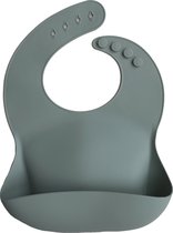 Mushie Siliconen Baby Slabbetje met Opvangbakje |Cambridge Blue | BPA ftalaatvrij| afwasbaar