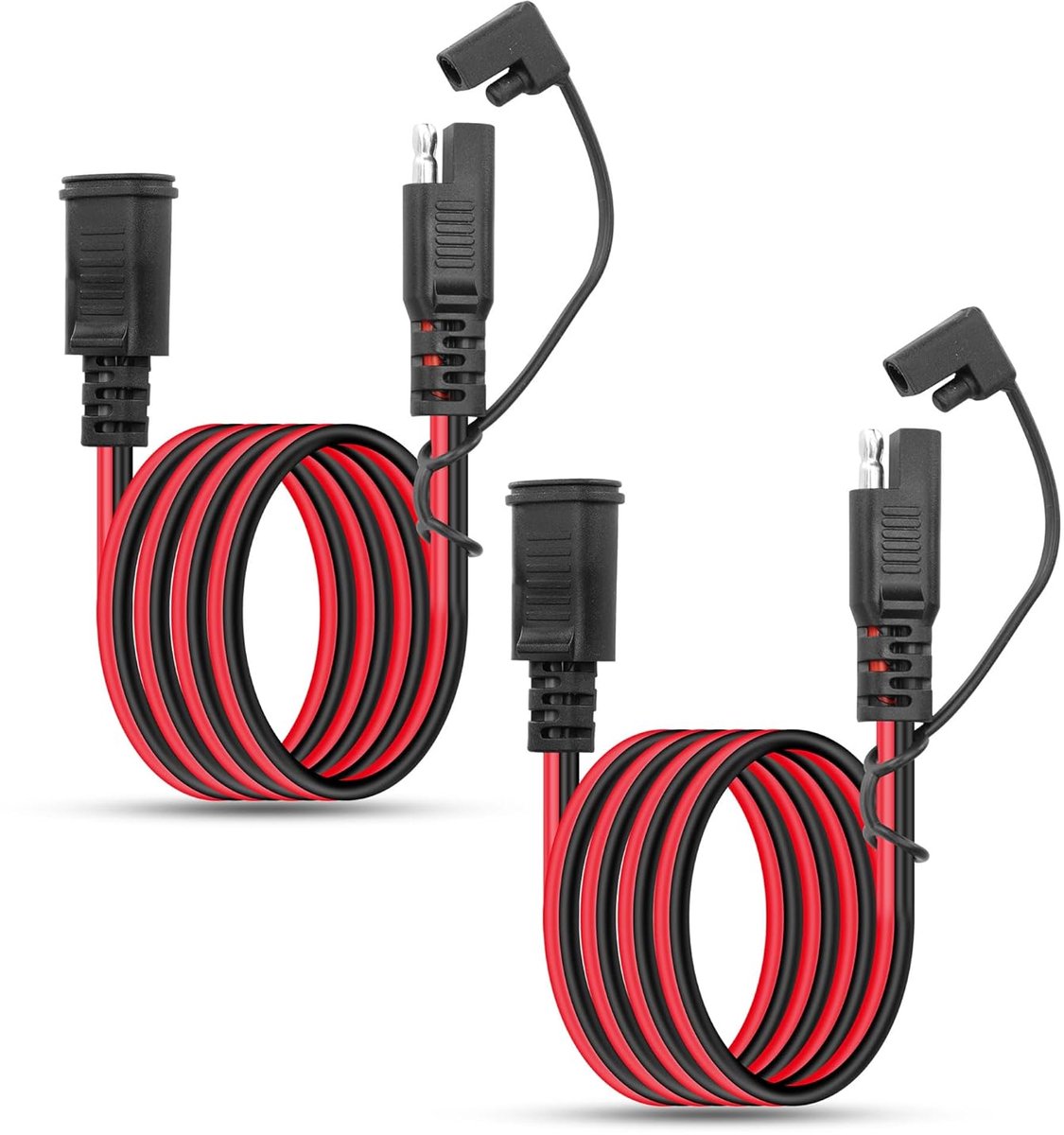 2 Stuks 16 AWG SAE-naar-SAE Verlengkabel met Polarisiteit Omgekeerde Adapter - Universeel voor Auto's en Zonnepanelen