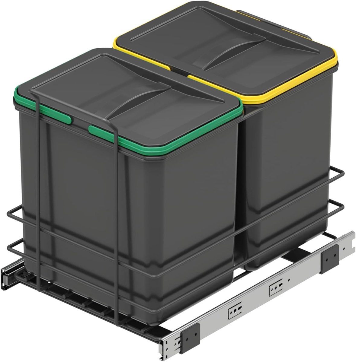 Recycleerbare keukenafvalbakken - 2 x 16L met handmatige uittrekmogelijkheid