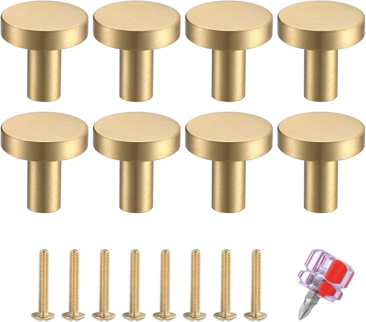 Set van 8 kastknoppen, vintage metalen handgrepen, meubelknoppen, keukenhandgrepen, kastknoppen, met een minischroevendraaier (23 x 20 mm)