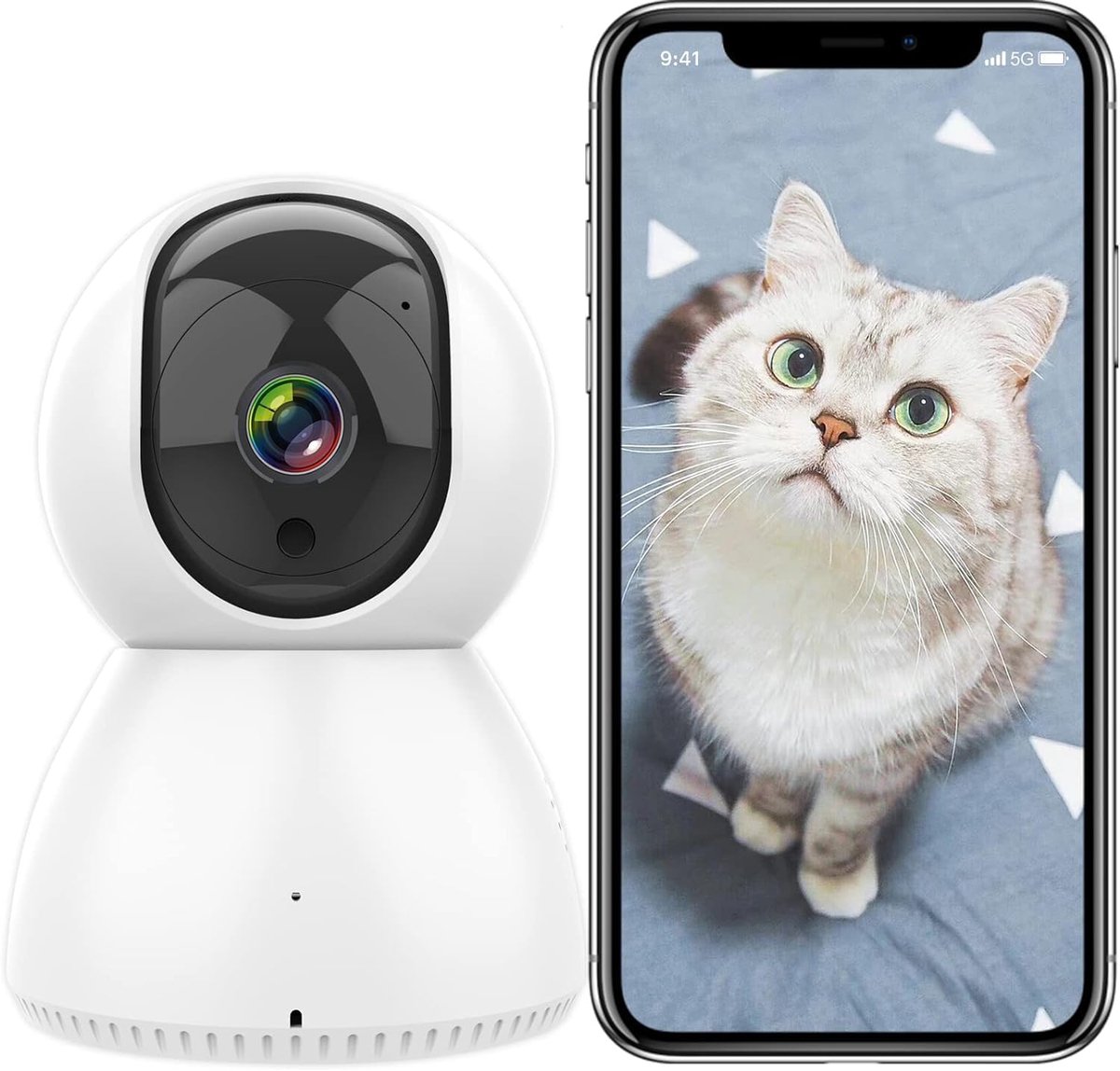 Wifi Bewakingscamera met 1080p FHD, Bewegingsdetectie en Nachtzicht - Compatible met Alexa en Google Home