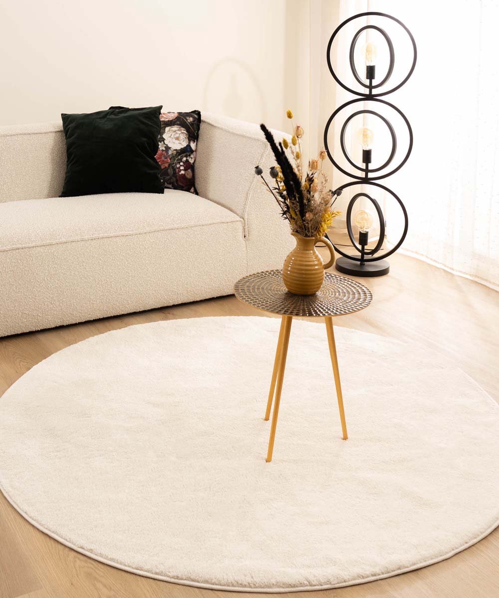 Velours vloerkleed rond - Flair wit 160 cm
