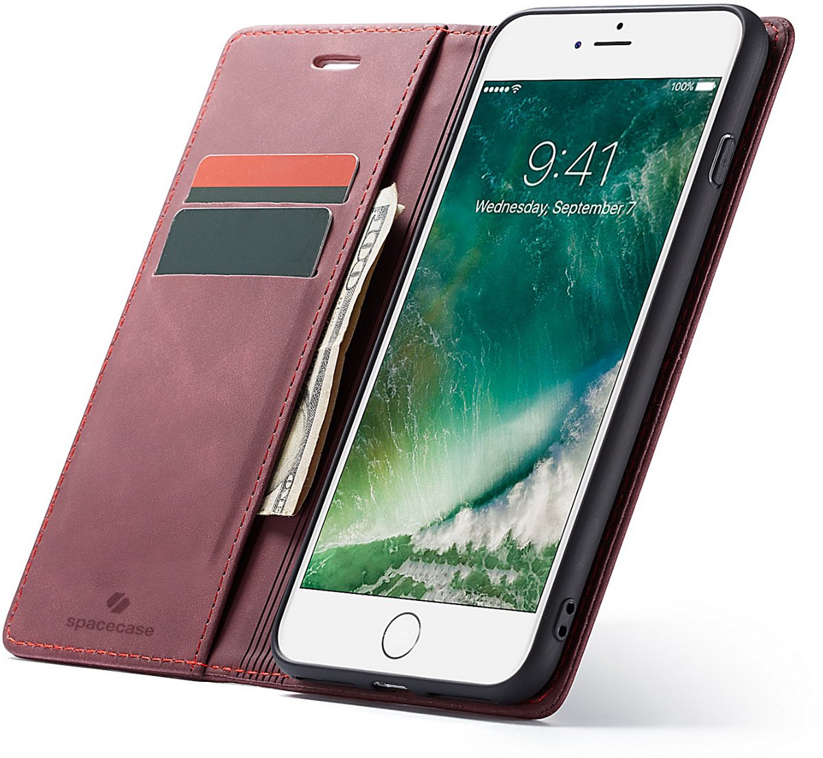 Spacecase Case Hoesje Voor Iphone 7 8 Plus Sc Wallet Rood
