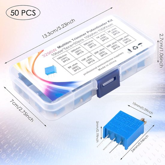 Trimmer Multigiro 100 Ohm 25 Giri - 1 Pezzo 100R Multigiri Verticale - Foto 10