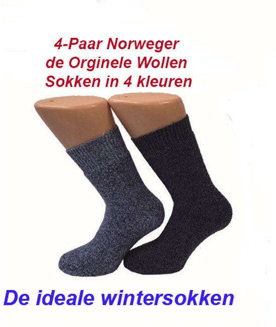 4 paires de Norweger Orginele Chaussettes en laine 4 couleurs - Taille 43-45