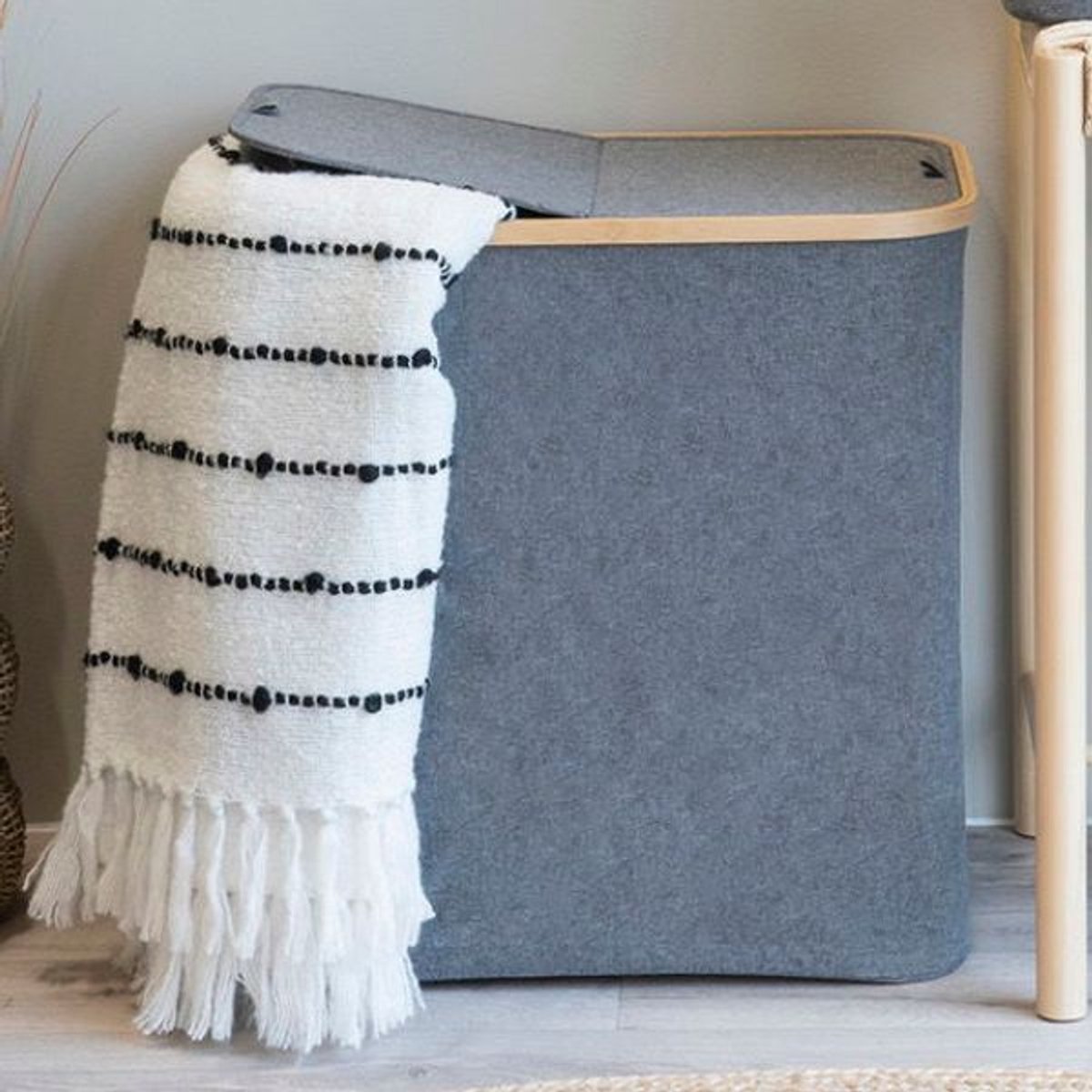 Wasmand - 54x33x54 cm - Donkergrijs - House Nordic - Wasmanden - Grijs - Textiel