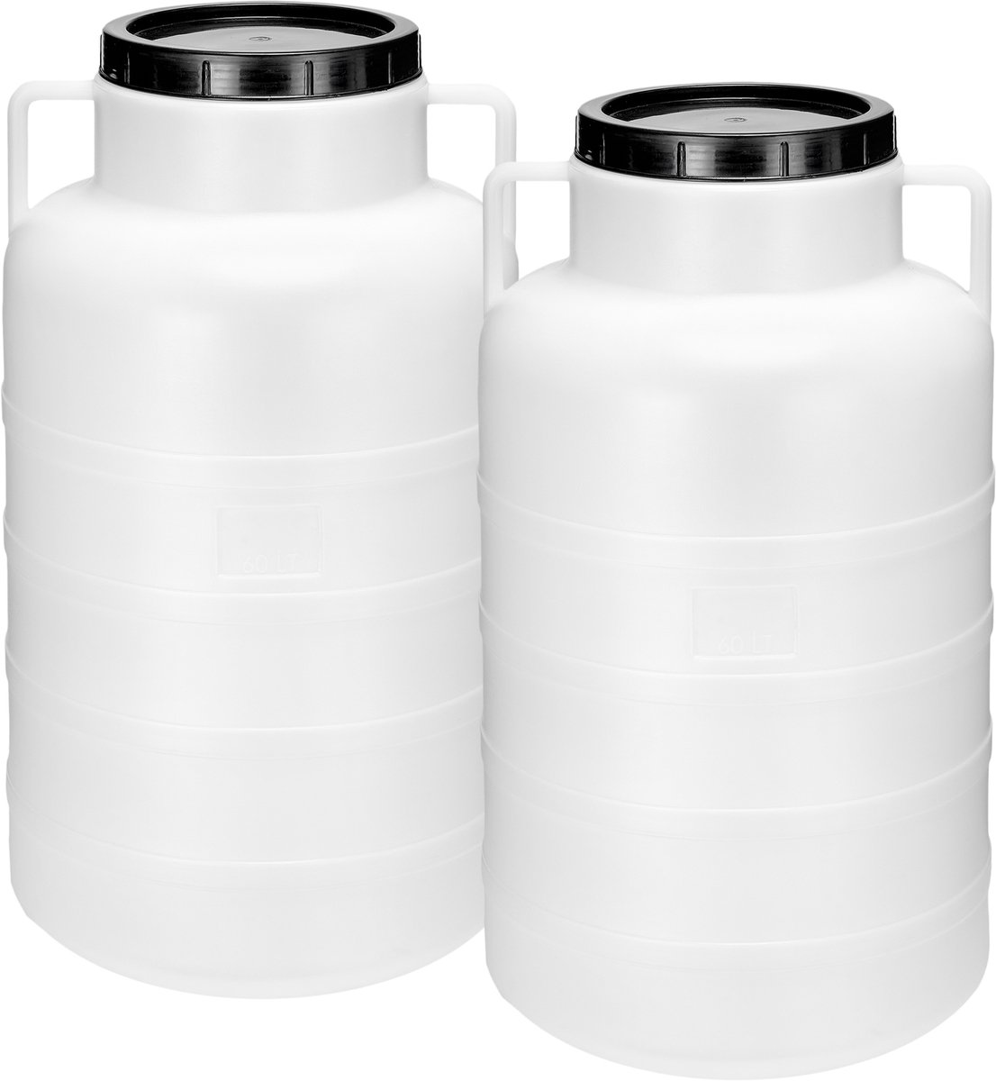 Garronda 2x60L Kunststof Trommel Met Deksel - Regenton - Vat - HDPE - Voedselvat - Tuin Hobbock – Witx2 - GD-STE-Barrel-B60L-2B