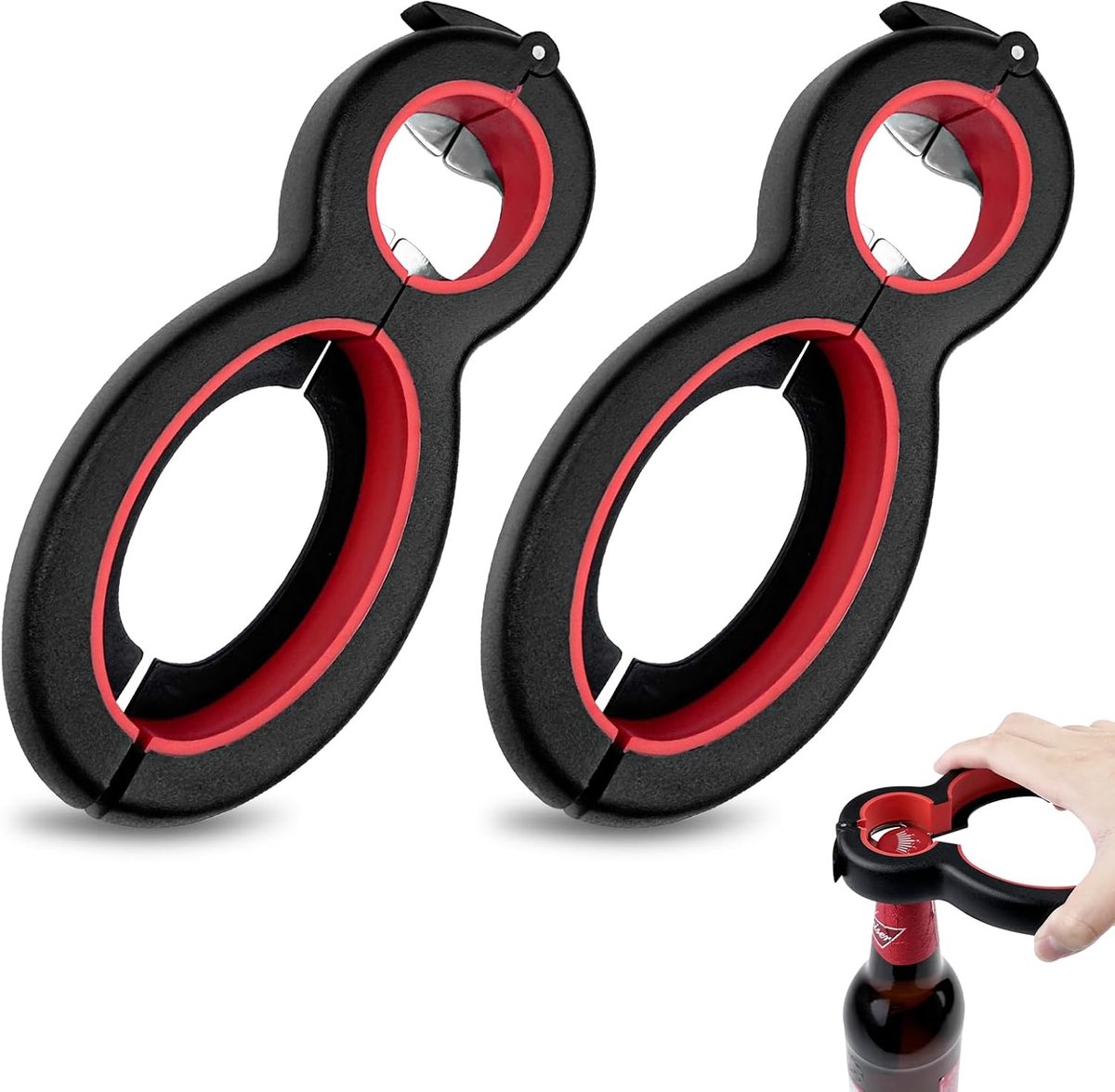 Flesopeners en Dekselopener 6-in-1 - Set van 2 Stuks
