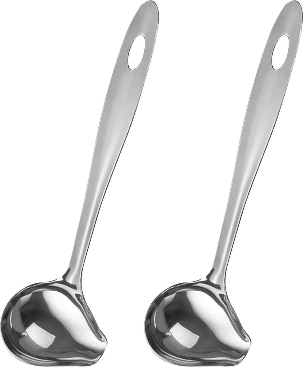 My Ninki ® Roestvrijstalen Sauslepels met Gietmond en Lange Handgreep voor Soepen en Dressings