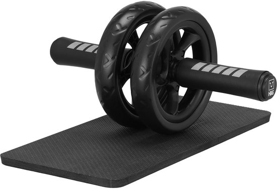 Foto: H s ab roller wheel buikspier workout training buikspiertrainers met kniemat voor thuis fitness of sport in de gym buiktrainer met 2 wielen