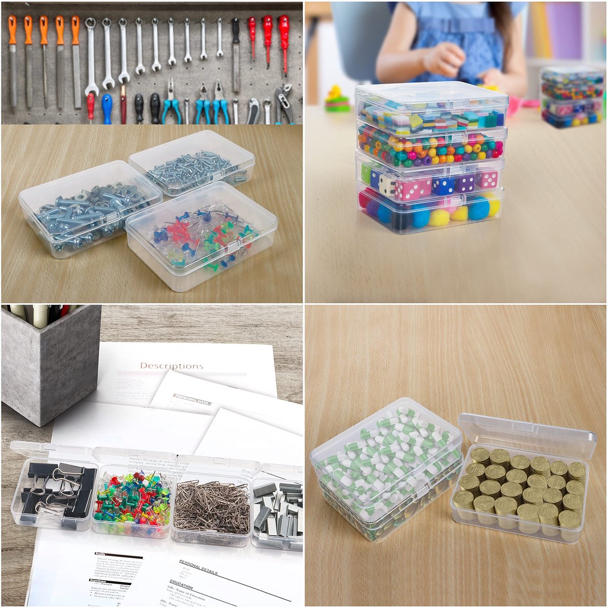 XINGSUI 9 stuks 10 x 7 x 3,5 cm opbergdozen met deksel, transparante kunststof, transparant, rechthoekig, voor kralen, sieraden, kunsthandwerk XINGSUI 9 stuks 10 x 7 x 3,5 cm opbergdozen met deksel, transparante kunststof, transparant, rechthoekig, voor kralen, sieraden, kunsthandwerk