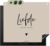 KitchenYeah® Protection plaque induction 59x52 cm - Beige - Citation - L'amour passe par l'estomac - Protege plaque de cuisson - Couvre plaque induction - Protecteur d'induction - Cuisine