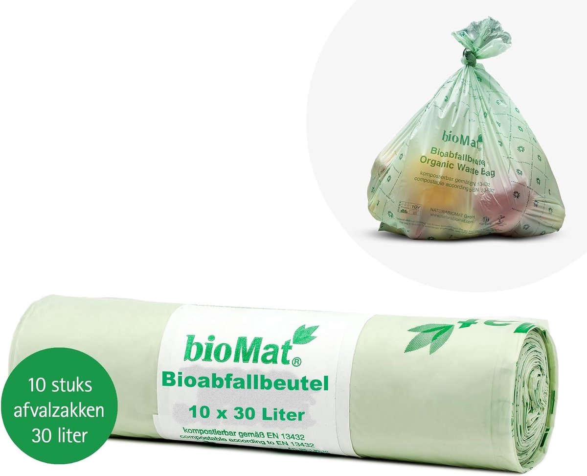 BioMat composteerbare vuilniszakken - 8 rollen -10 x 30 liter zakken - 80 zakken