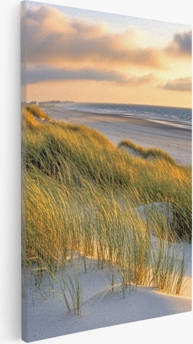 Saammp Canvas Schilderij - Boot op het zand - strand en zee - Tropisch - 100x150 - Foto op canvas - Wanddecoratie - muurdecoratie Woonkamer - Slaapkamer decoratie - Canvas Print Multicolor