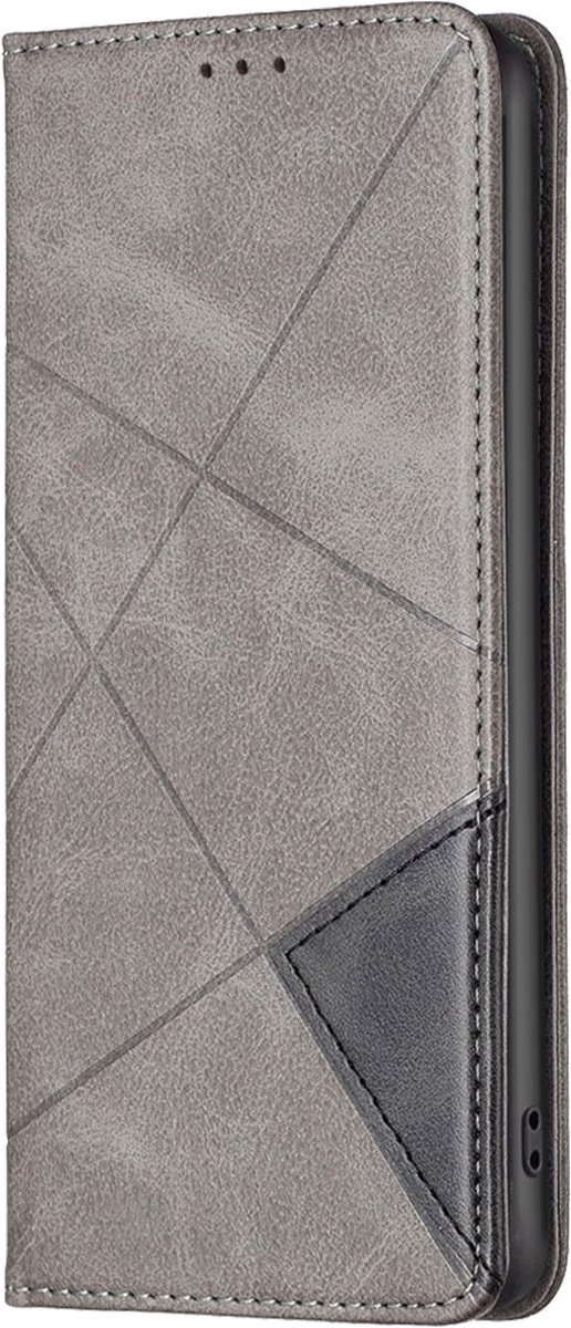 Mobigear Telefoonhoesje geschikt voor Samsung Galaxy A56 Hoesje | Mobigear Rhombus Slim Bookcase | Pasjeshouder voor 2 Pasjes | Telefoonhoesje voor Pinpas / OV Kaart / Rijbewijs - Grijs