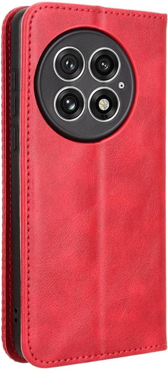 Mobigear Telefoonhoesje geschikt voor OnePlus 13 Hoesje | Mobigear Sensation Bookcase Portemonnee | Pasjeshouder voor 3 Pasjes | Telefoonhoesje voor Pinpas / OV Kaart / Rijbewijs - Rood