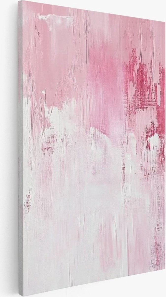 Saammp Canvas Schilderij - Roze minimalistisch - Abstract - 30x45 - Foto op canvas - Wanddecoratie - Muurdecoratie Woonkamer - Slaapkamer decoratie - Canvas Print Multicolor
