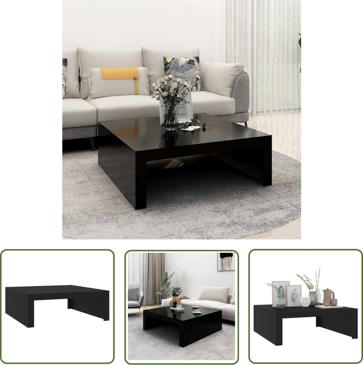 vidaXL Salontafel 100x49,5x43 cm spaanplaat zwart, koffie