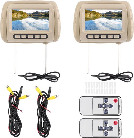 Dubbele Hoofdsteun Auto LCD-scherm 7 Inch HD-resolutie 800 X 480, Draadloze Bediening, Video-ingang, Eenvoudige Installatie, Ondersteuning voor