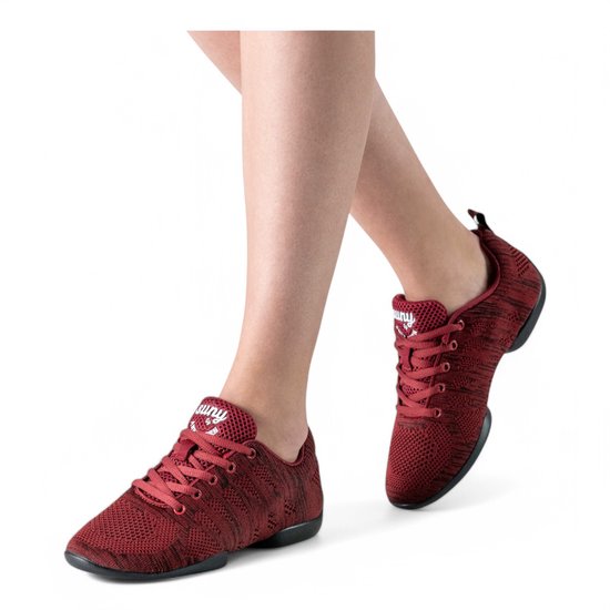 Baskets de danse Anna Kern Suny 135 - Rouges à semelles fendues pour femme - Spinpoint - Semelle intérieure amovible - Salsa, Bachata, Latin, Jazz - SUNY - 135 - Rouge - 36 2/3