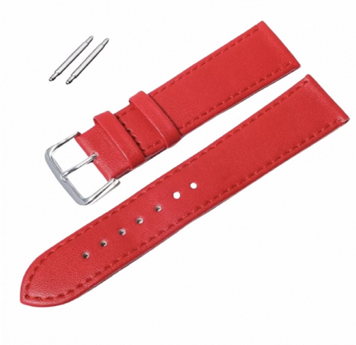 Horlogebandje-Rood Leer-20 mm - Charme Bijoux