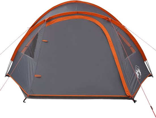 vidaXL Koepeltent - 4 Persoons - Waterdicht - Grijs/Oranje Kampeerten - Tent - Koepeltent - Campingtent - Buitenleven van Vidaxl — afbeelding 4
