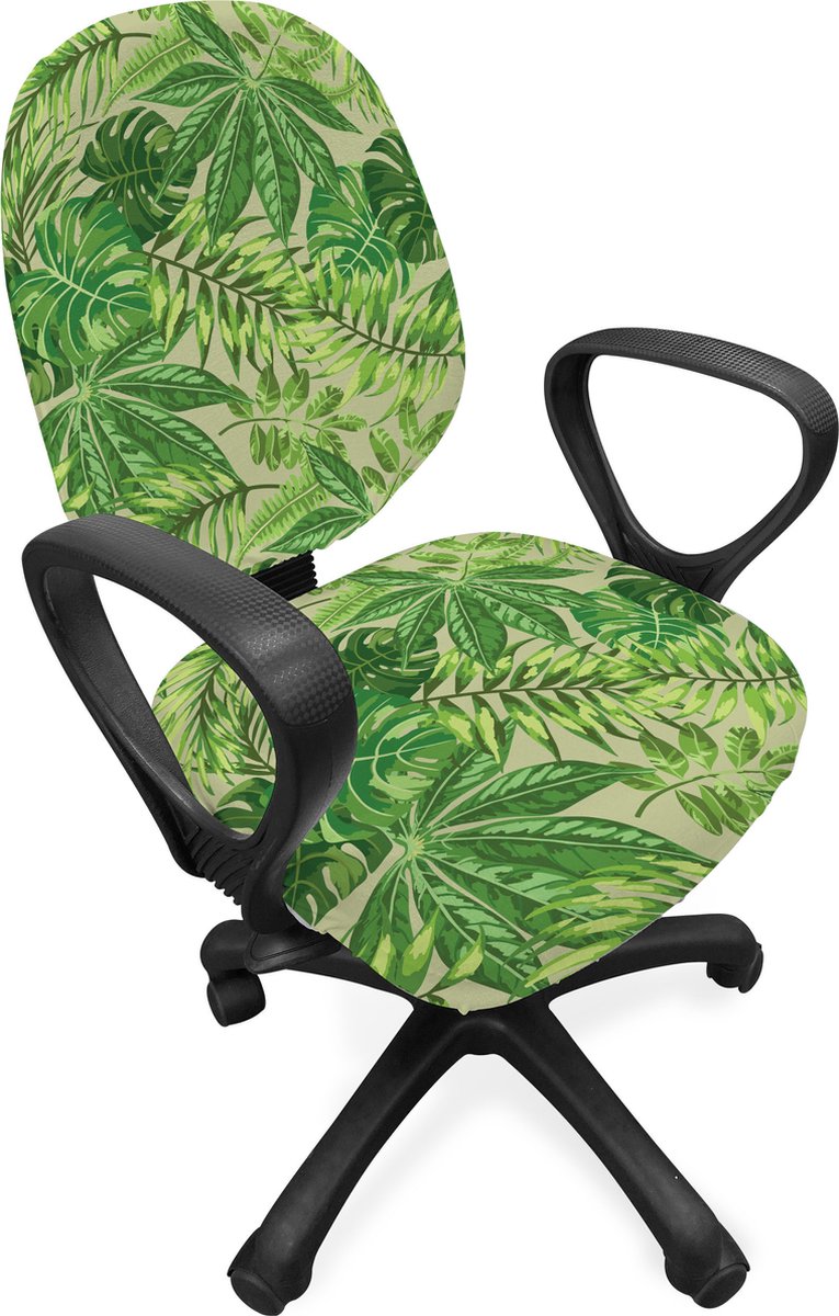 New Bed Groen blad Frisse Jungle Aloha Stoelhoes voor Bureaustoel, Rekbare en Wasbare Stoffen Hoes, Standaardmaat