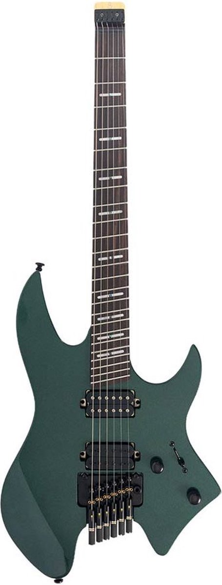 Sire X6H6/MGR elektrische gitaar – Headless, mahonie met maple top, Metallic Green, HH-configuratie, stainless frets, met gigbag