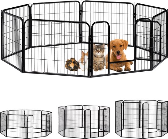 relaxdays Puppyren - hondenren - puppykennel - konijnenren - metaal - buiten - binnenren M