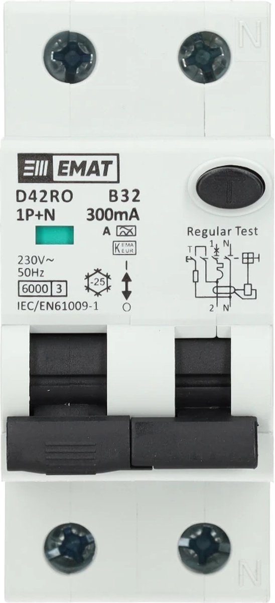 EMAT aardlekautomaat B32 1P+N 300mA Type A (85006430)