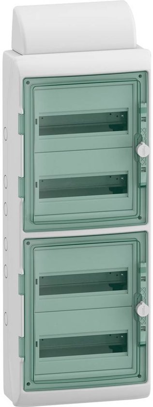 Schneider Electric 13988 Mureva Distributeur pour pièces humides Opbouw (sur mur) Nombre de groupes : 48 Nombre de rangées : 4 Contenu