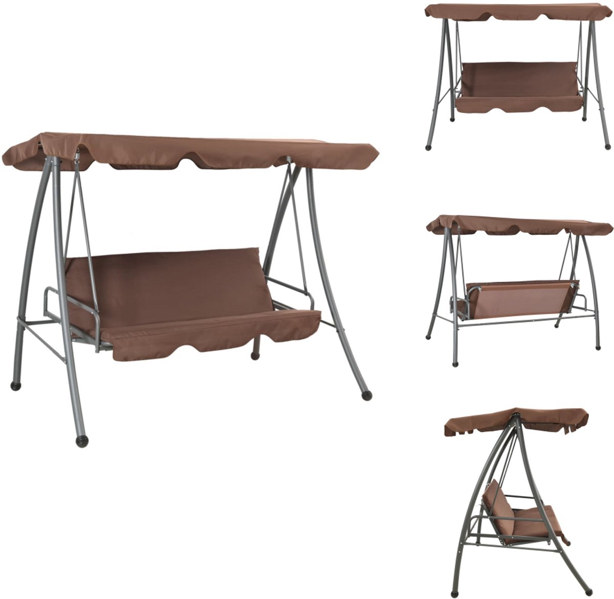 Bol.com vidaXL Schommelbank - Schommelbanken - Schommelstoel - Schommelstoelen - Schommelbank voor buiten met luifel koffiekleurig aanbieding
