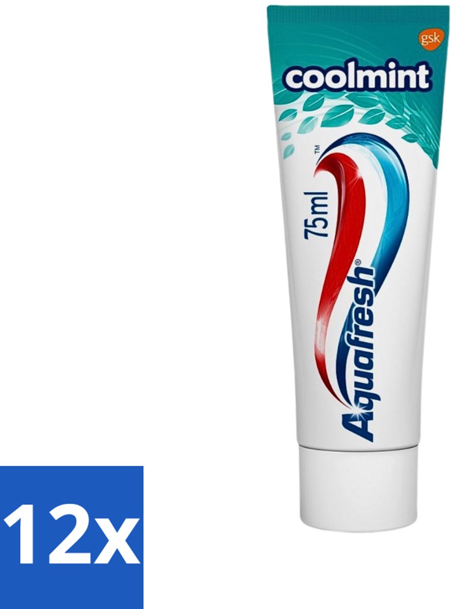 Aquafresh - Tandpasta - Coolmint - Verfrissende Adem - 75 ml - Voordeelverpakking - 12 stuks